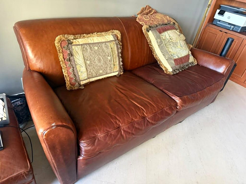 Brown leather seat sofa - brown,
