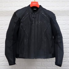RST S1 CE Leather Motorbike Motorcycle Jacket - Black / Black - 46