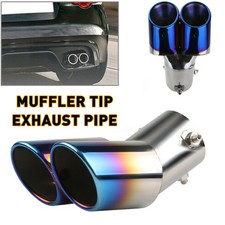 Dual Exhaust Pipe Tailpipe Stainless Steel Tail Muffler Tip Throat Chrome Trim