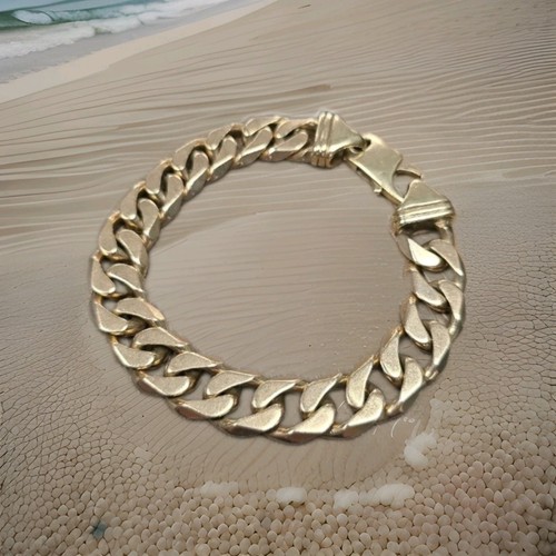 Heavy 9ct gold - curb, bracelet