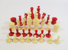 Vintage/Antique Red & White Barleycorn Bovine chess Set PIECES - 437CHR