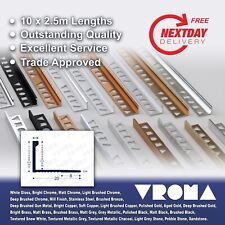 Tile Trim Edge 10x VROMA -Straight L-Shape- 2.5M Aluminium All Finishes