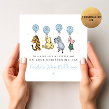 Personalised Winnie The Pooh Christening Card - Baptism Card - Dedication Card