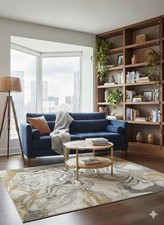 Gold Platinum contemporary Rug