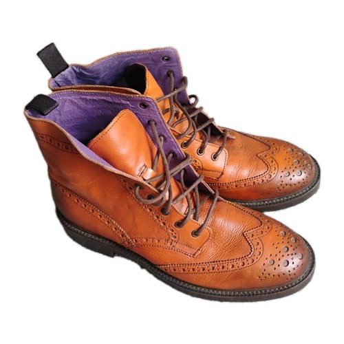 Men brown leather brogue - leather,