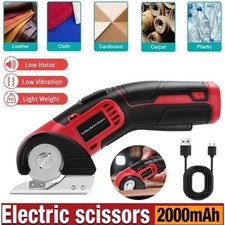 Electric Scissors Cordless Rotary Cutter Leather Fabric Carpet Cardboard Cutters