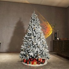 Asinse 7ft Pre-Lit Snow Flocked Christmas Tree - Premium Artificial Spruce Hi...
