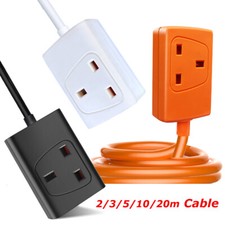 1 Gang Socket Power Mains Plug Extension Lead Cable 2/3/5/10M Black White Orange