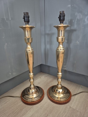Pair brass table lamps church - pair,