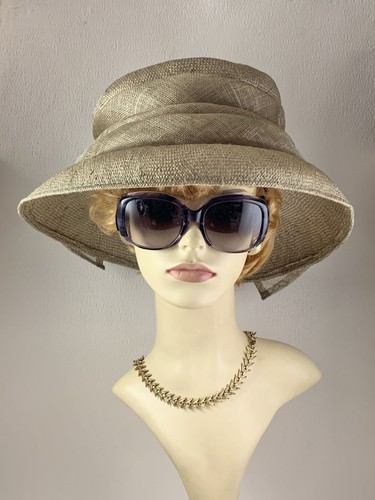 Buff beige sinamay - sinamay, hat