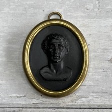 18th Century Wedgwood Black Basalt Portrait Medallion Aeschines Greek Portrait