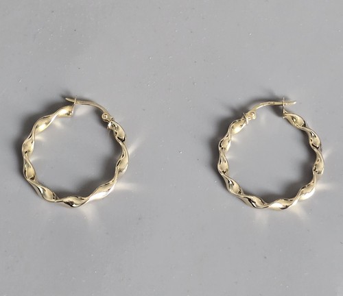 9ct gold twisted - hoop, earrings