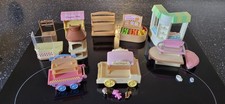 Sylvanian Families Market Stall Bundle Pizzeria shoe shop sweet toy wagon waffle