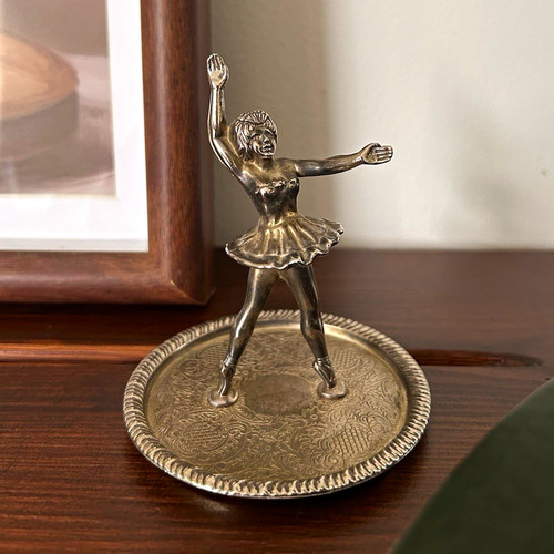Vintage silver tone ballerina - silver-tone,