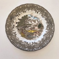 W.H. Grindley Country Style Plate 10" Brown Transferware England Vintage