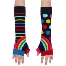 United Oddsocks Black Arm Warmers Sleeves Funky Rainbow Fingerless Gloves