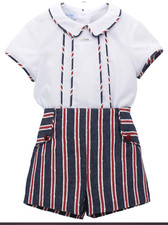 Foque Boys Shirt & Stripe Shorts Set - Navy Red - age 18 month nwt