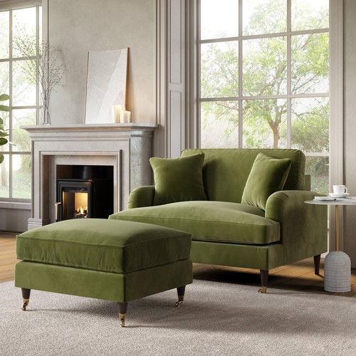 Olive green velvet love - olive, seat