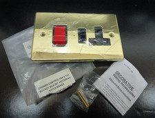 Volex 45 amp cooker switch + 13amp socket outlet, Brass effect, Victorian style