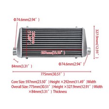 FMIC Alloy Intercooler 600x300x76 mm Core Universal 3" Inch In/Outlet 76mm Turbo