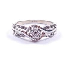 Ladies Diamond Cluster Ring 925 Sterling Silver London Hallmarked 3.8g