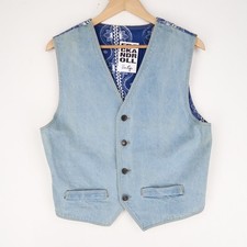 Vintage 70S Denim western Waistcoat Gilet Vest Size M (T9829)