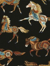 Fat Quarter Southwest Horses Painted Ponies 100% Cotton Quilting Fabric 