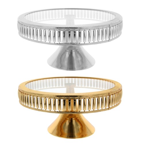 Gold silver cake stand glass - silver,