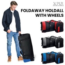 XPLR 80L Foldaway Holdall with Wheels Lightweight Travel Bag Luggage