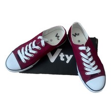 Burgundy Canvas Pumps Women Size 6