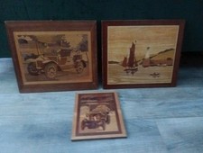 Three Vintage Marquetry Wooden