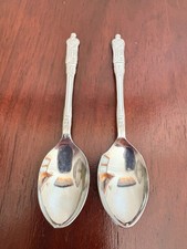 Vintage Apostle Spoons Set of 2 Figural Handles Silver-Plated  Rare Collectable