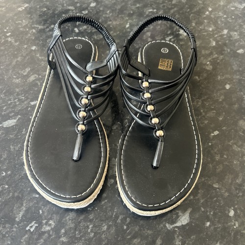 Ladies black toe post sandals - ladies,