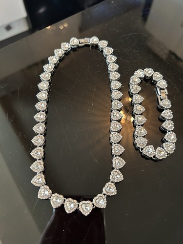 Silver hearts necklace and - necklace,