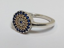 Size I sterling Silver 925 ladies evil eye Ring multicoloured stones stone