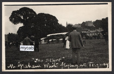 Postcard Torquay Devon early aviation Mr Graham White flying biplane RP