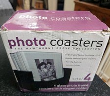 Glass Photo Coasters in holder