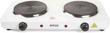 PIFCO - Double Hob Electric - Non-Slip Hot Plates Boiling Ring - 2000W, White UK