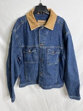 Vintage 90s Timberland Weathergear Denim Trucker Jean Jacket XL Leather