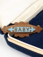 Antique Edwardian Blue Enamel Baby Brooch Brass Nameplate Pin Early 1900s Gift