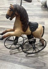 Toy Tricycle Horse Antique Wood And Cast Iron Pedal Horse