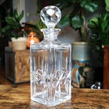 Atlantis Fernando Decanter Lead Crystal with Faceted Globe Stopper Antique