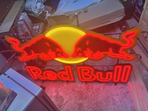 Red bull neon 99x67x8cm sign - bull,