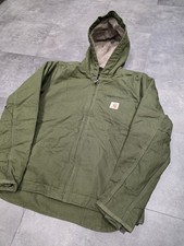 Carhartt Sherpa-Lined Hooded Detroit Jacket Army Green Size Small Loose Fit
