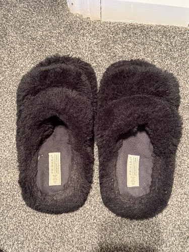 Primark black fluffy slippers - primark,