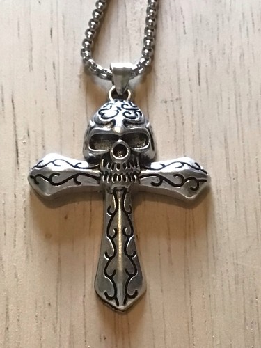 Stainless steel skull cross - stainless,