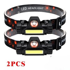 2X Super Bright Waterproof Head Torch Headlight LED USB Rechargeable Headlamp UK
