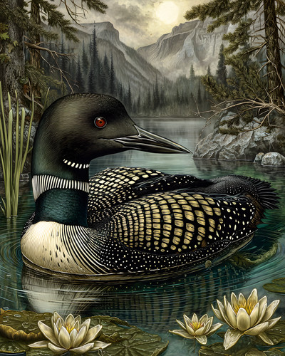 Common loon displaying black - loon,