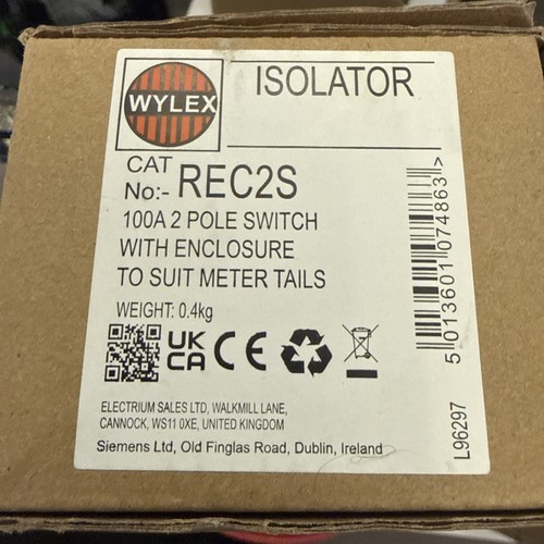 Wylex rec2s 100a - wylex, 2-pole