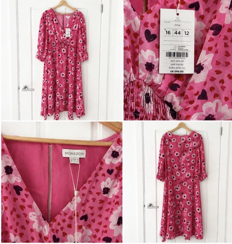 Monsoon pink floral - pink, heart